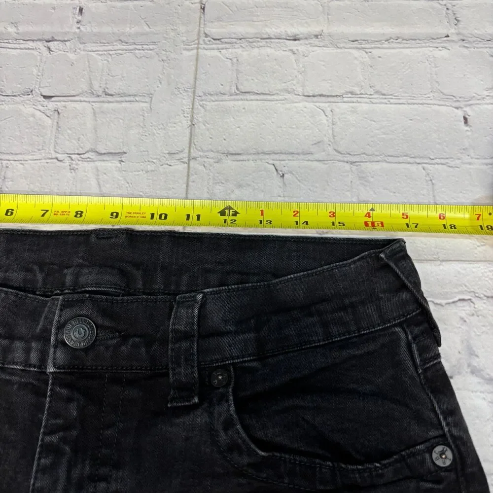 True Religion Men Ricky Relaxed Straight Jeans Size 33x32 Black Denim C124 -5